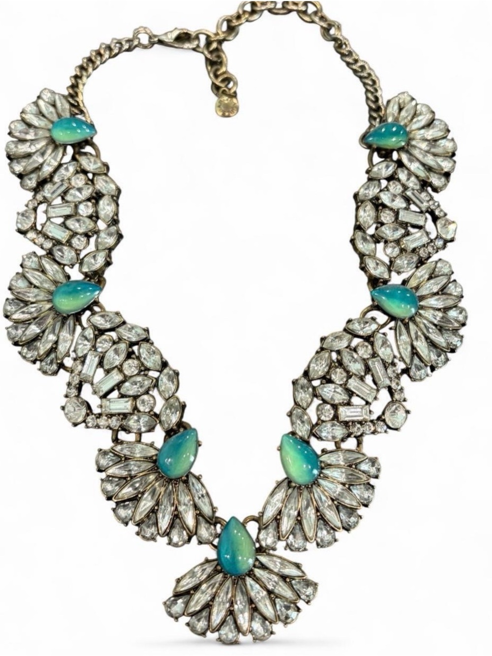 Bauble Bar Statement Necklace Crystal Bib Teardrop Accents